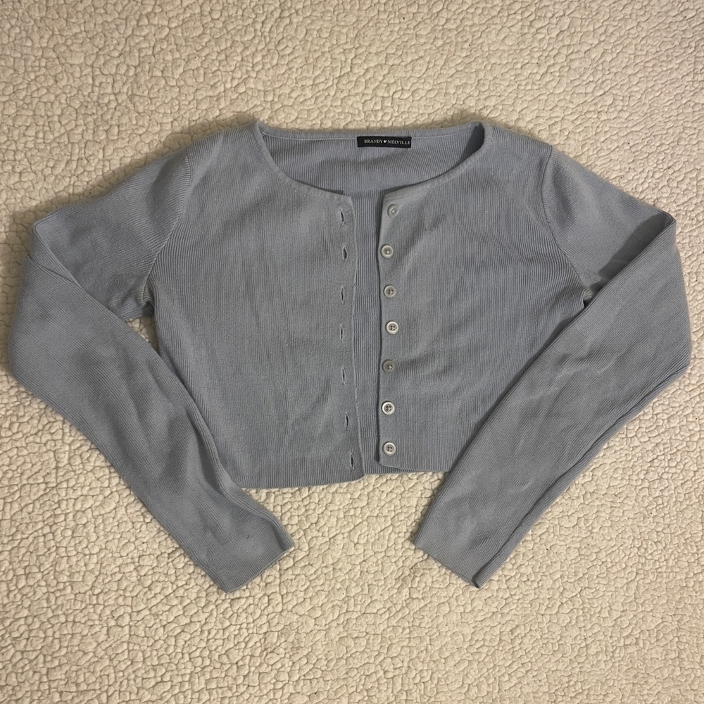 John Galt Athelia Cropped Cardigan Light Blue